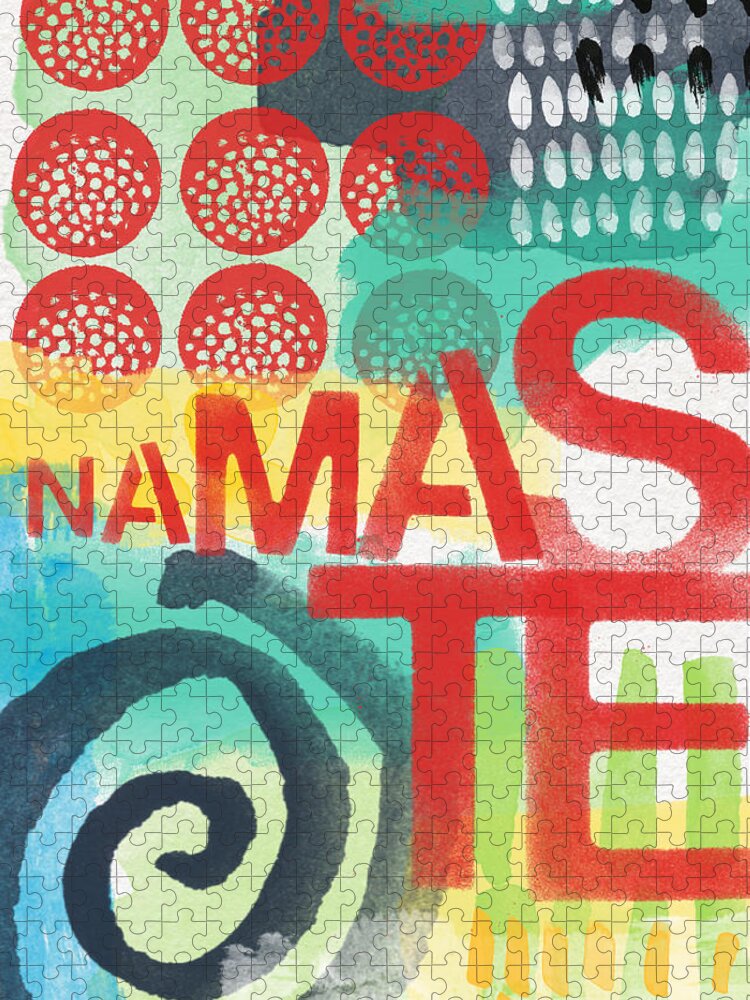 Namaste Jigsaw Puzzle featuring the painting Namaste- Contemporary Abstract Art by Linda Woods