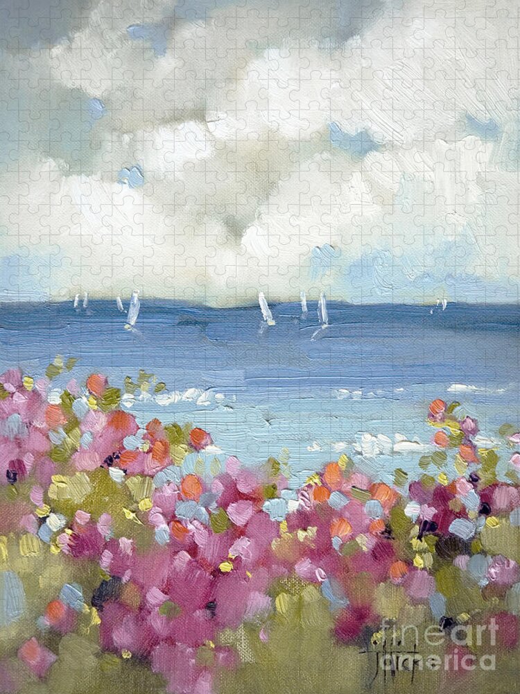 Nantucket Jigsaw Puzzle featuring the painting Nantucket Sea Roses by Joyce Hicks