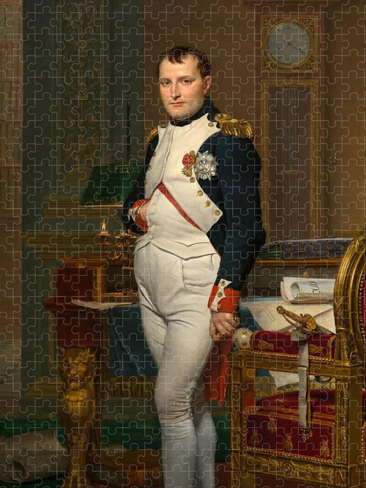 Napoleon Jigsaw Puzzle featuring the painting Emperor Napoleon in His Study at the Tuileries by War Is Hell Store