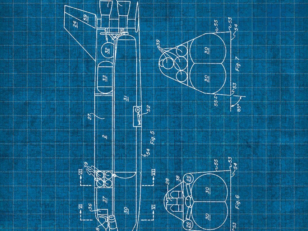 Nasa Jigsaw Puzzle featuring the mixed media Nasa Space Shuttle Vintage Patent Diagram Blueprint by Design Turnpike
