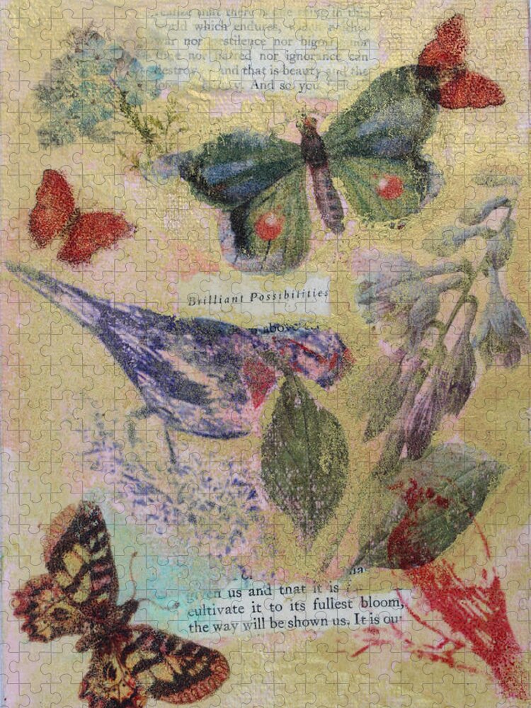 Butterfly Jigsaw Puzzle featuring the mixed media Nature 12 by Dawn Boswell Burke