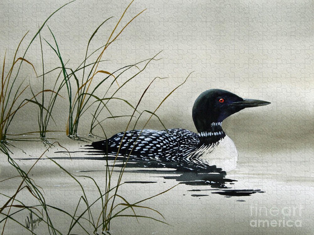 Loon Prints Jigsaw Puzzle featuring the painting Nature's Serenity by James Williamson