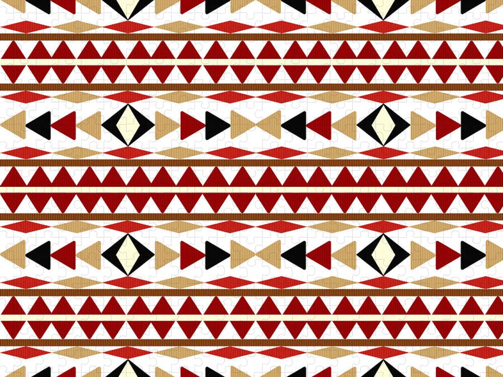 Navajo Pattern Jigsaw Puzzle featuring the mixed media Navajo White Pattern by Christina Rollo