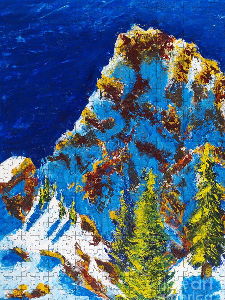 Mountains Jigsaw Puzzle featuring the painting Needles Two by Walt Brodis