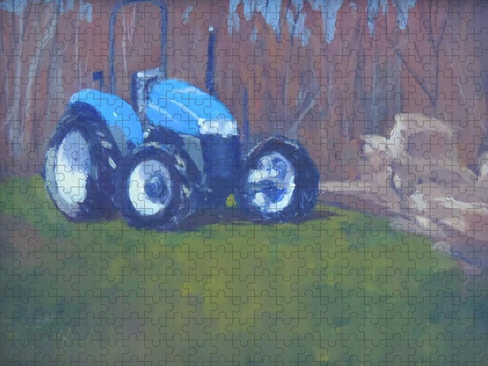 Acrylic Jigsaw Puzzle featuring the painting New Blue by Bill Tomsa