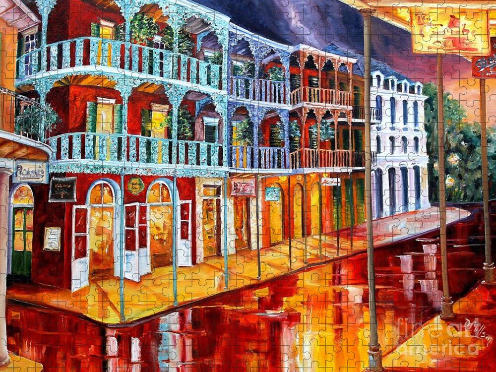 New Orleans Jigsaw Puzzle featuring the painting New Orleans Reflections in Red by Diane Millsap