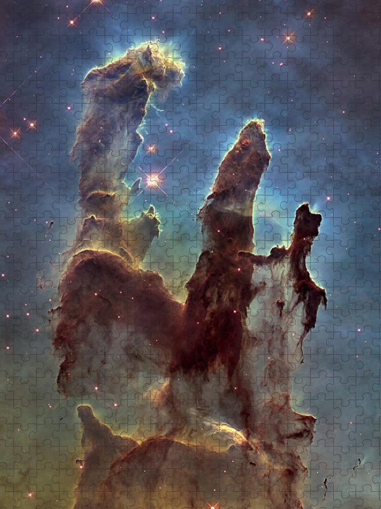 3scape Jigsaw Puzzle featuring the photograph Hubble Pillars of Creation HD Tall by Adam Romanowicz