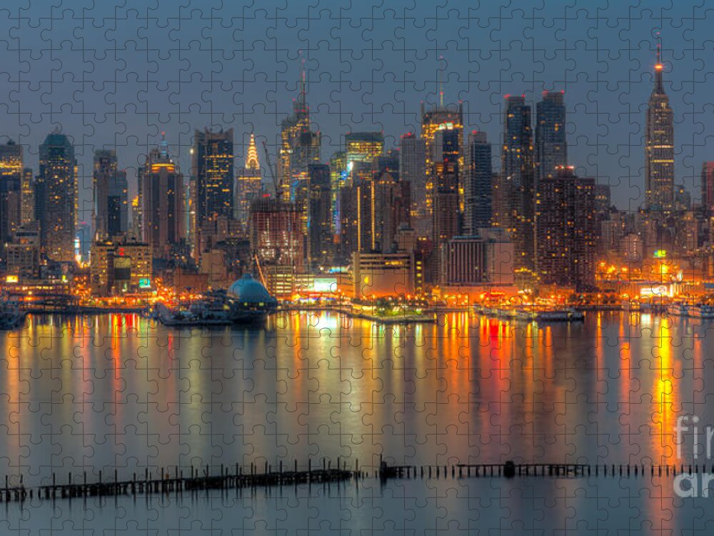 Clarence Holmes Jigsaw Puzzle featuring the photograph New York City Skyline Morning Twilight XII by Clarence Holmes