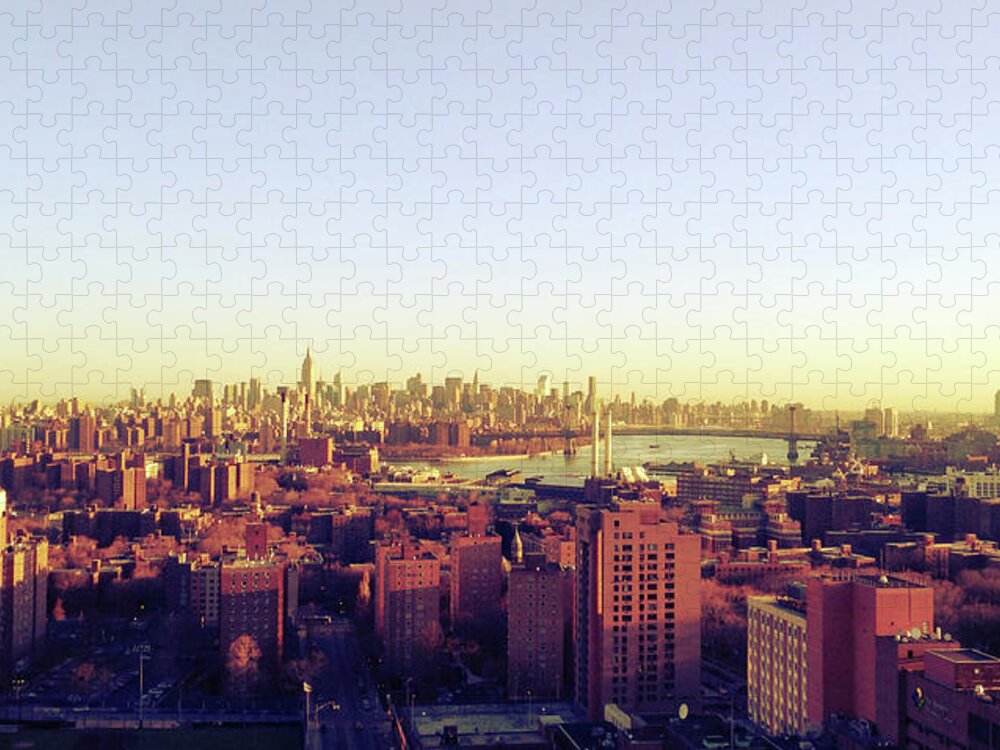 Tranquility Jigsaw Puzzle featuring the photograph New York City Skyline Sunrise by Guillermo Murcia