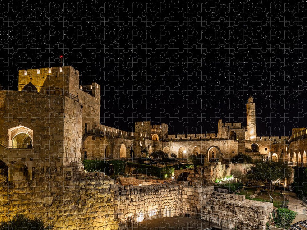 Israel Jigsaw Puzzle featuring the photograph Night in the Old City by Alexey Stiop
