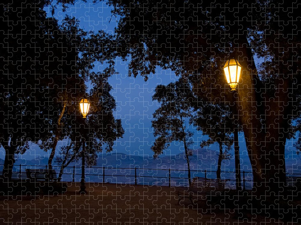 Dusk Jigsaw Puzzle featuring the painting Night meeting by Marco Busoni