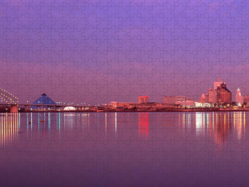 Photography Jigsaw Puzzle featuring the photograph Night Memphis Tn by Panoramic Images