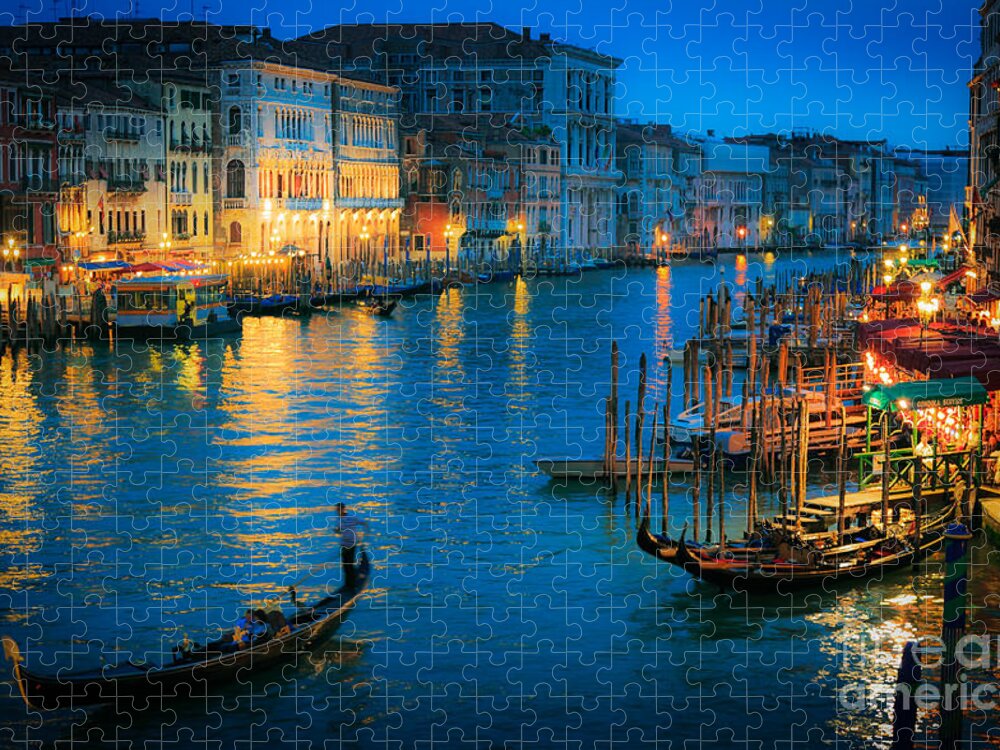 Canal Grande Jigsaw Puzzle featuring the photograph Night romance by Inge Johnsson