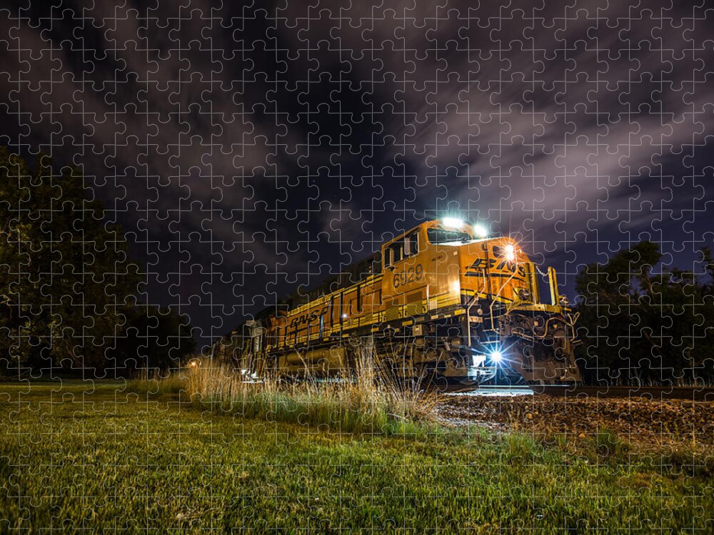 Night Train Jigsaw Puzzle featuring the photograph Night Train 3 by Aaron J Groen