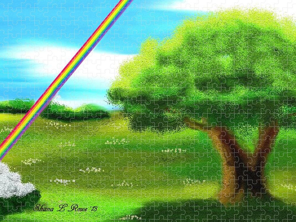 Rainbow Jigsaw Puzzle featuring the digital art No More Rain by Shana Rowe Jackson
