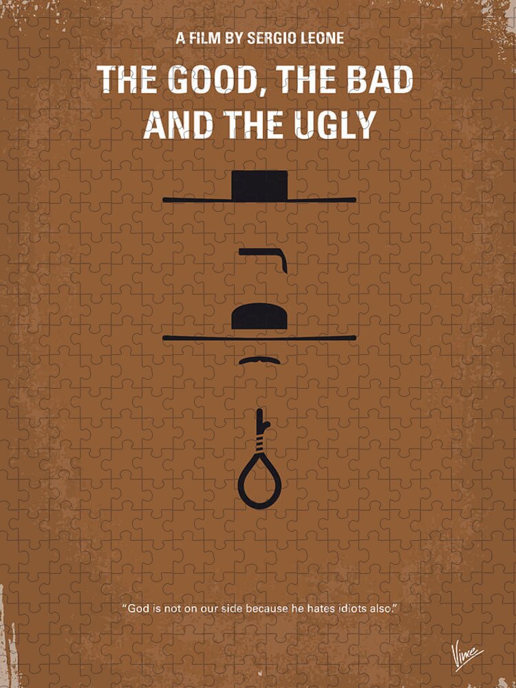 The Good The Bad The Ugly Jigsaw Puzzle featuring the digital art No090 My The Good The Bad The Ugly minimal movie poster by Chungkong Art