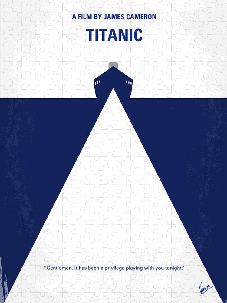 Titanic Jigsaw Puzzle featuring the digital art No100 My Titanic minimal movie poster by Chungkong Art