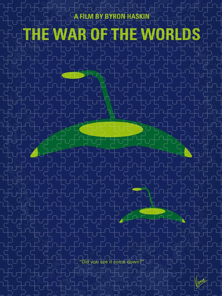 War Puzzle featuring the digital art No118 My WAR OF THE WORLDS minimal movie poster by Chungkong Art