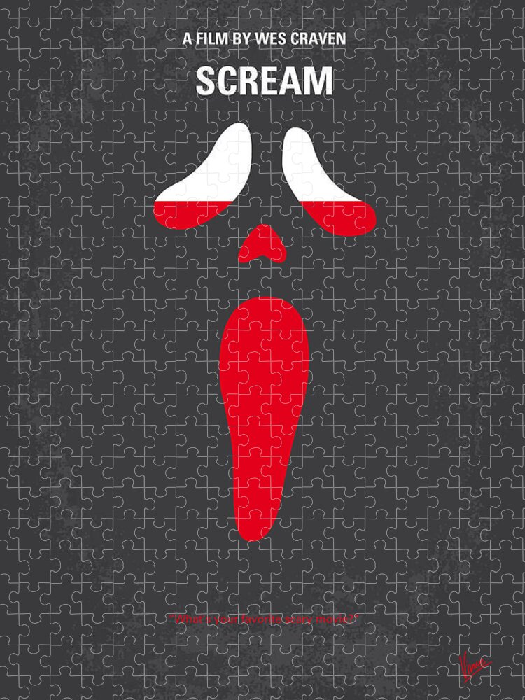 Scream Jigsaw Puzzle featuring the digital art No121 My SCREAM minimal movie poster by Chungkong Art