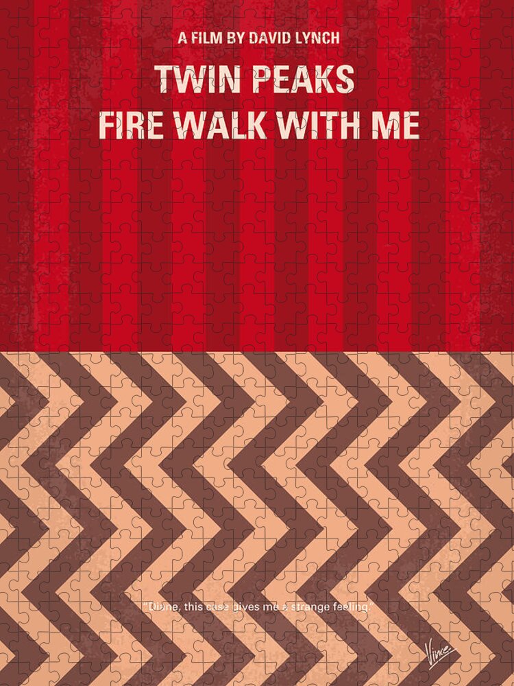 Fire Jigsaw Puzzle featuring the digital art No169 My Fire walk with me minimal movie poster by Chungkong Art