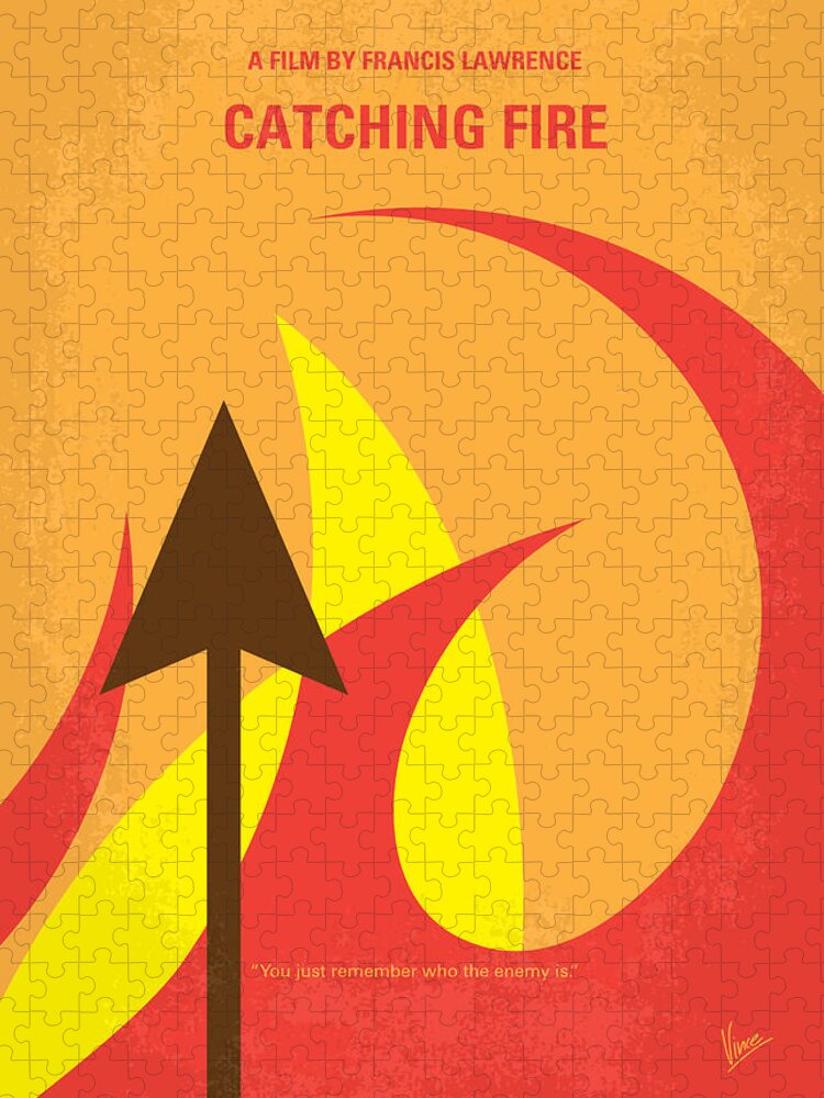 Catching Puzzle featuring the digital art No175-2 My CATCHING FIRE - The Hunger Games minimal movie poster by Chungkong Art