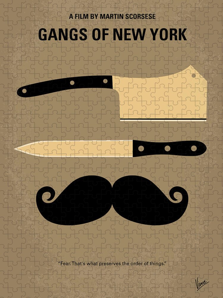 Gangs Jigsaw Puzzle featuring the digital art No195 My Gangs of New York minimal movie poster by Chungkong Art