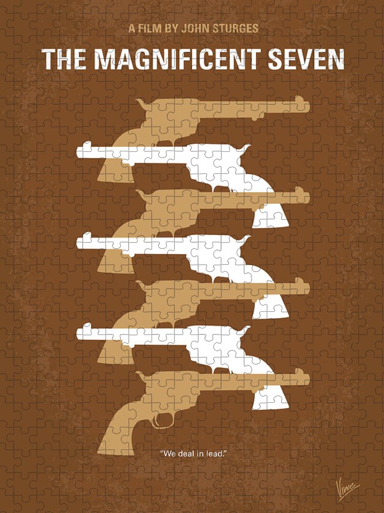 Magnificent Jigsaw Puzzle featuring the digital art No197 My The Magnificent Seven minimal movie poster by Chungkong Art