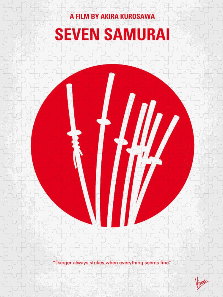 The Seven Samurai Jigsaw Puzzle featuring the digital art No200 My The Seven Samurai minimal movie poster by Chungkong Art