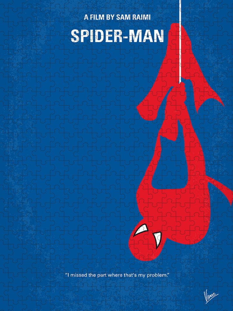 Spider-man Puzzle featuring the digital art No201 My Spiderman minimal movie poster by Chungkong Art