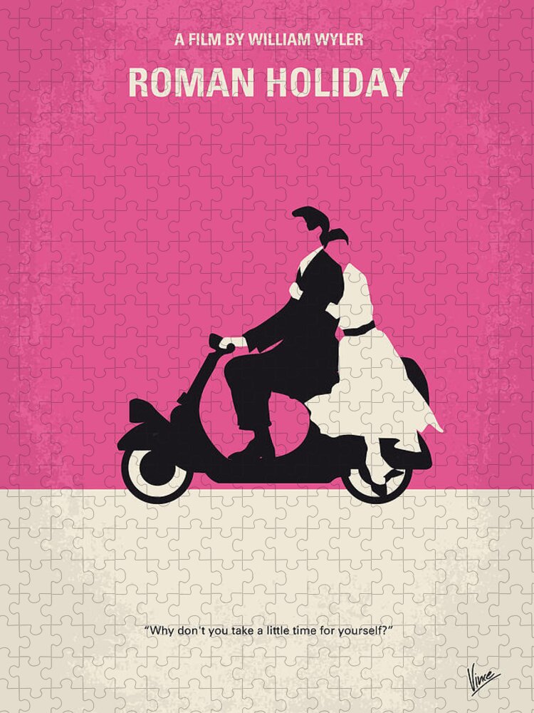 Audrey Hepburn Jigsaw Puzzle featuring the digital art No205 My Roman Holiday minimal movie poster by Chungkong Art