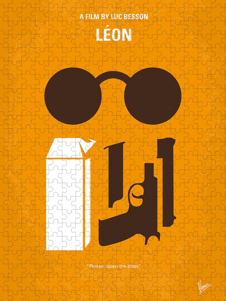 Leon Jigsaw Puzzle featuring the digital art No239 My LEON minimal movie poster by Chungkong Art