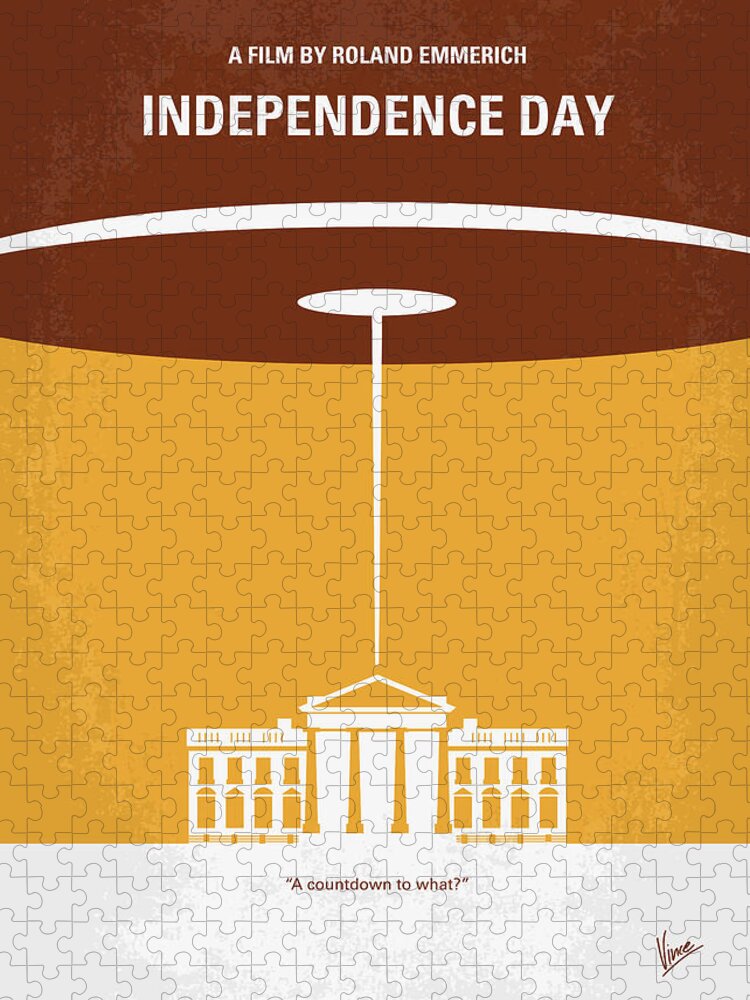 Independence Day Jigsaw Puzzle featuring the digital art No249 My INDEPENDENCE DAY minimal movie poster by Chungkong Art