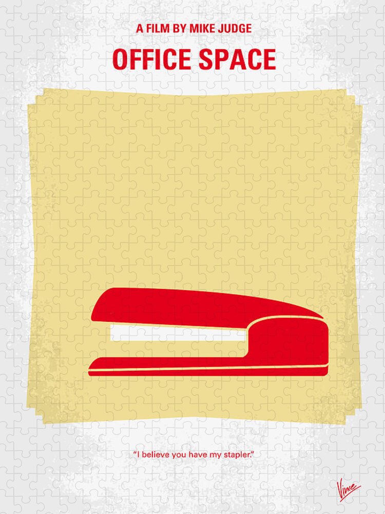 Office Space Jigsaw Puzzle featuring the digital art No255 My OFFICE SPACE minimal movie poster by Chungkong Art