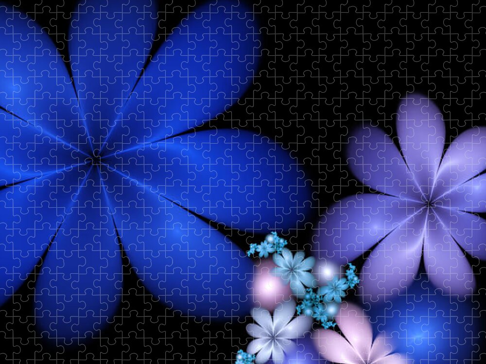 Fractal Jigsaw Puzzle featuring the digital art Noctilucent Fantasy Flowers by Gabiw Art