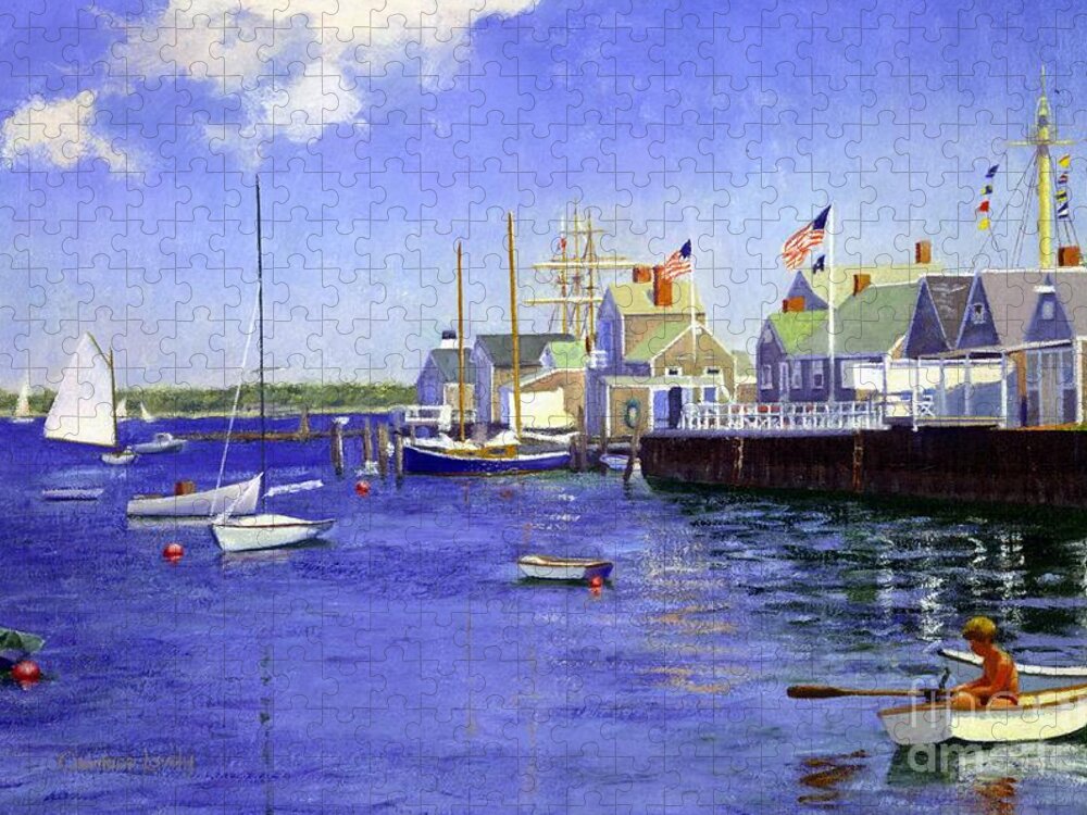 North Wharf Nantucket Jigsaw Puzzle featuring the painting North Wharf Nantucket by Candace Lovely