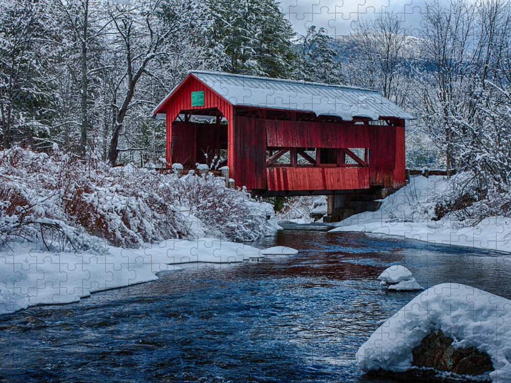 Covered Bridge Jigsaw Puzzle featuring the photograph Northfield Vermont covered bridge by Jeff Folger