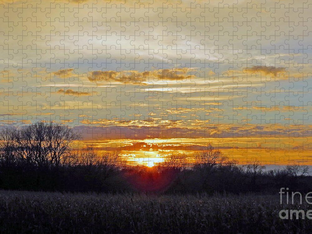 Sunset Jigsaw Puzzle featuring the photograph November Sunset by Kay Novy