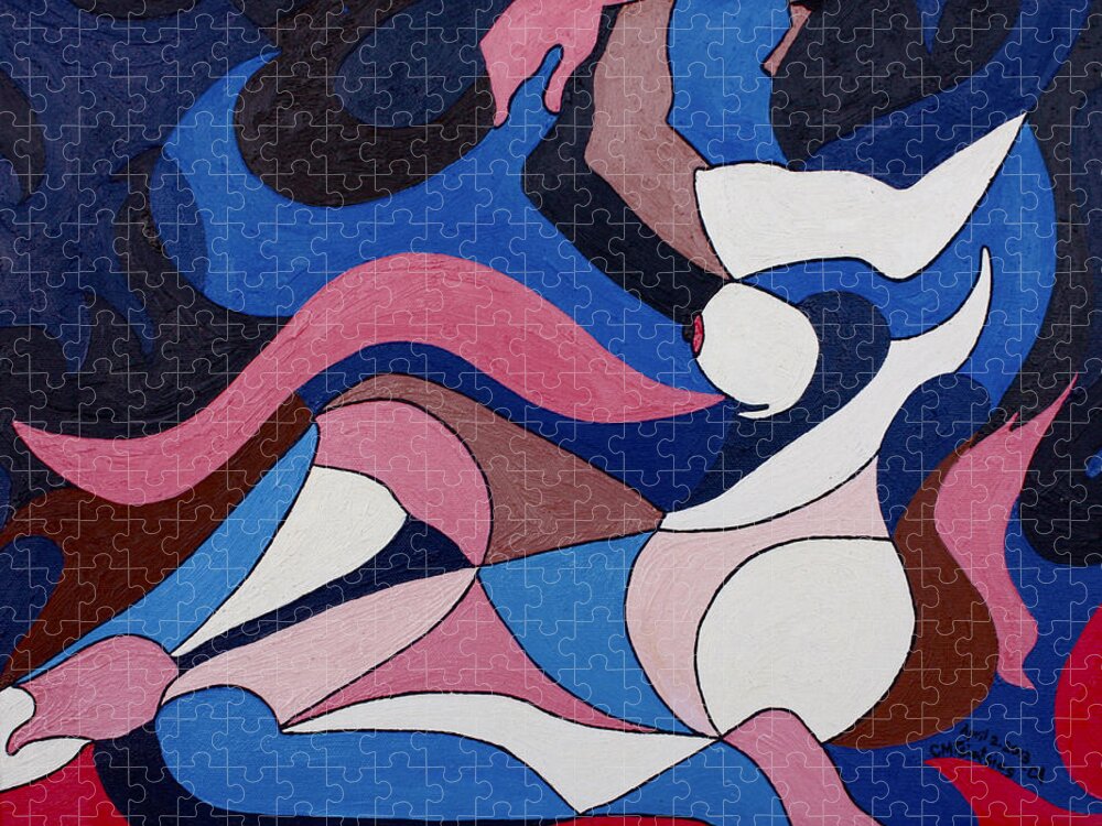 Nude Jigsaw Puzzle featuring the painting Nude1 by Carol Tsiatsios