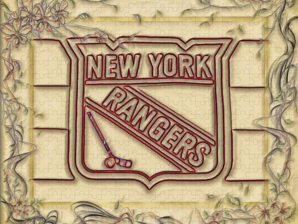 Ny Rangers Jigsaw Puzzle featuring the digital art NY Rangers-1 by Nina Bradica