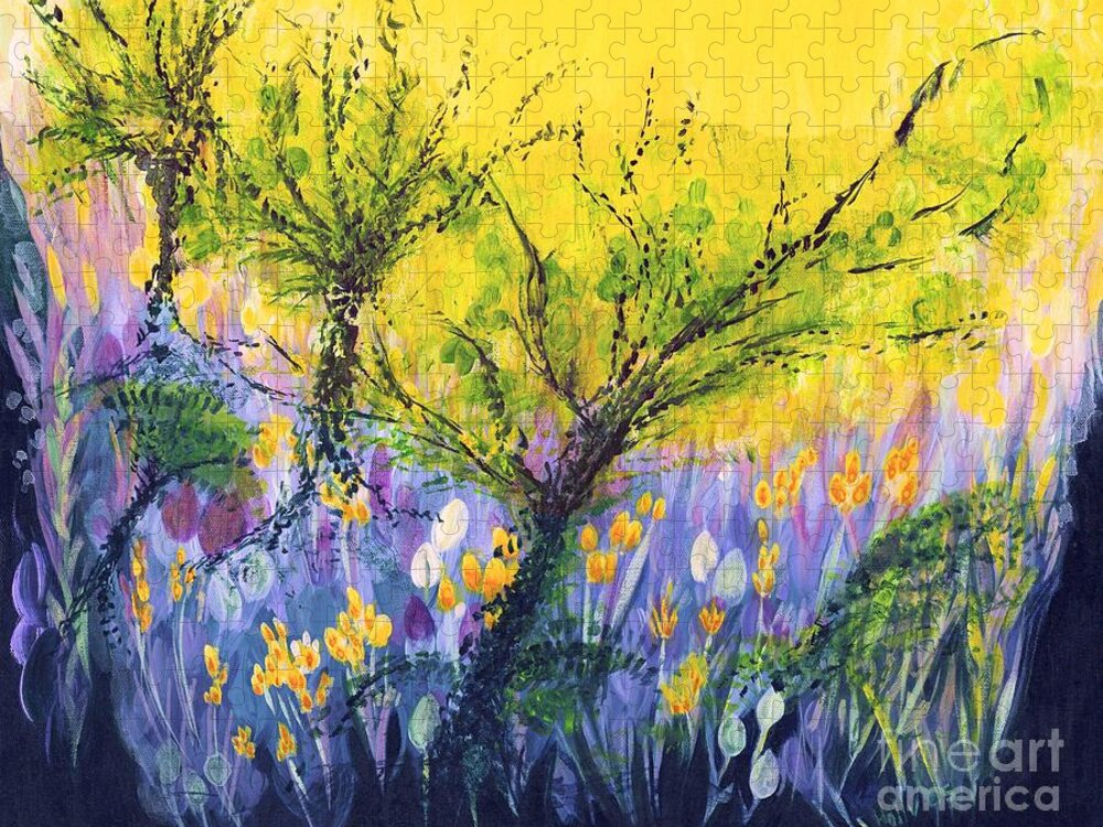 O Trees Jigsaw Puzzle featuring the painting O Trees by Holly Carmichael