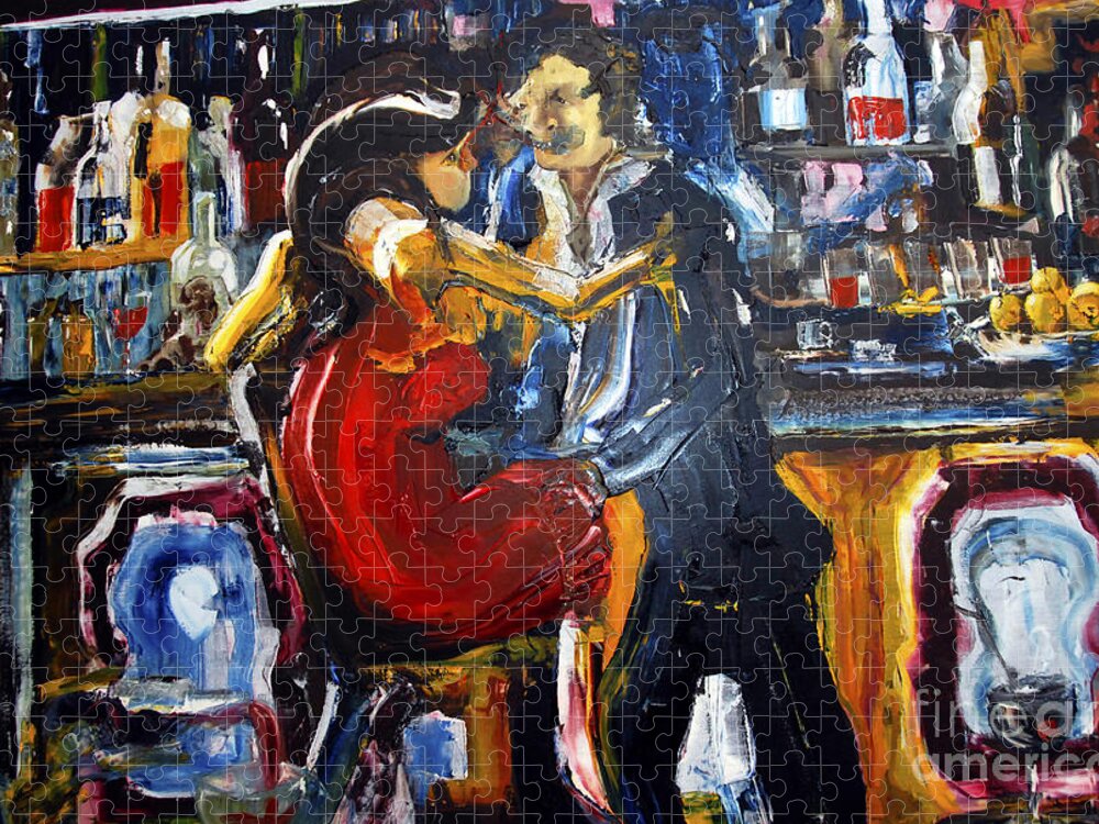 Lovers Jigsaw Puzzle featuring the painting Obvious Intent by James Lavott
