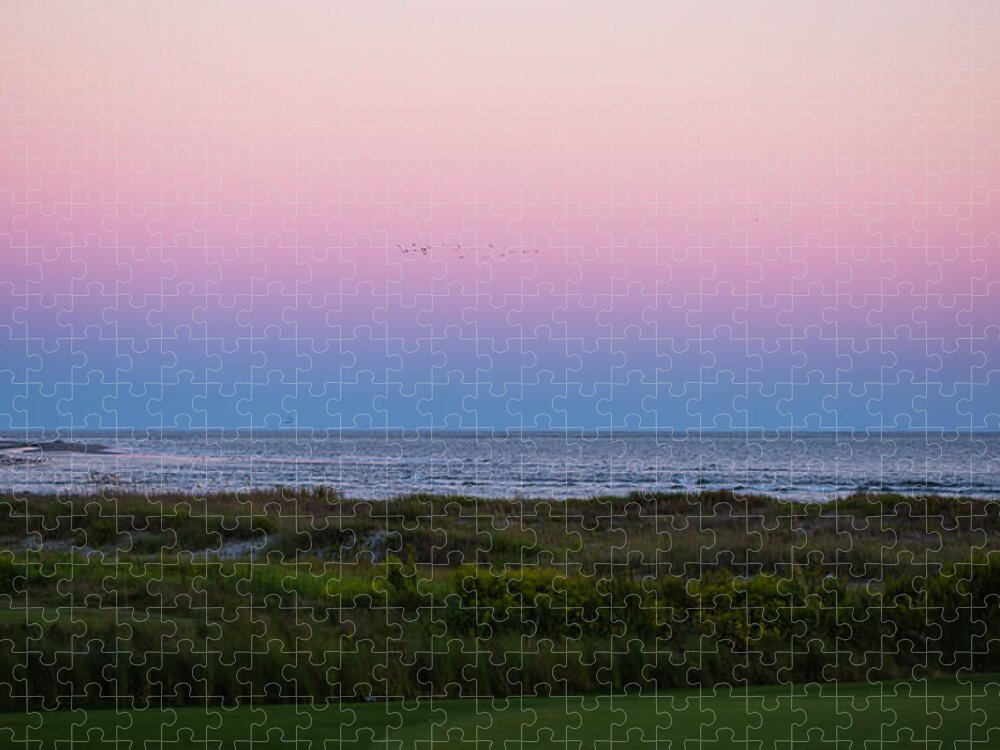 Sunset Jigsaw Puzzle featuring the photograph Ocean View Sunset at the Ocean Course by Christy Cox