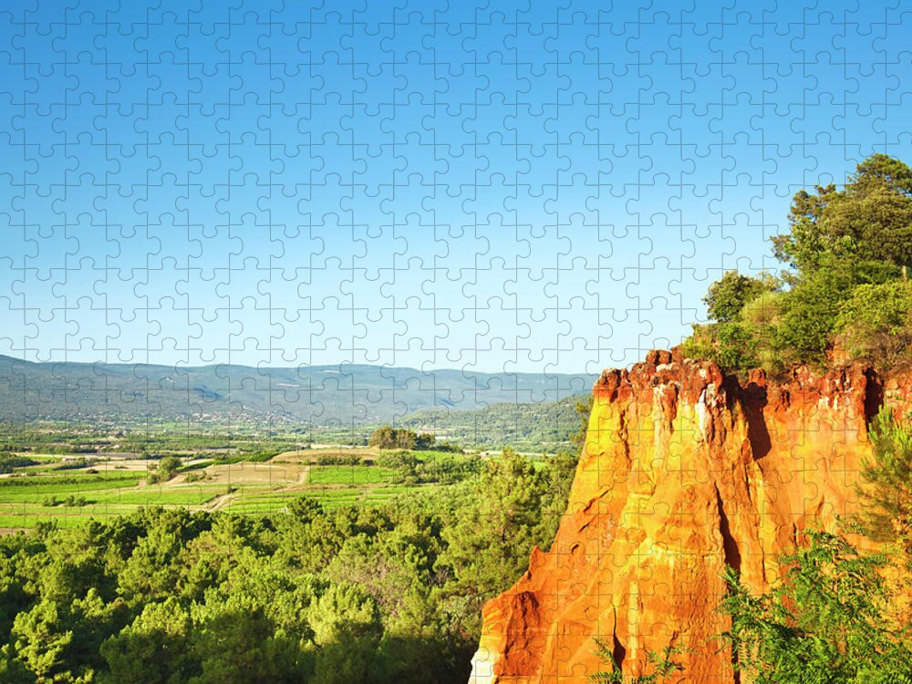 Scenics Jigsaw Puzzle featuring the photograph Ochre Rocks In Roussillon Provence by Brzozowska