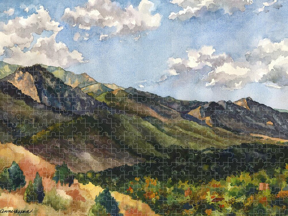 Colorado Front Range Painting Jigsaw Puzzle featuring the painting October Shadows by Anne Gifford