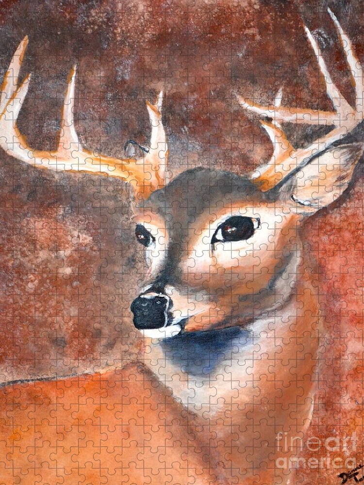Deer Jigsaw Puzzle featuring the painting Oh Deer by Denise Tomasura