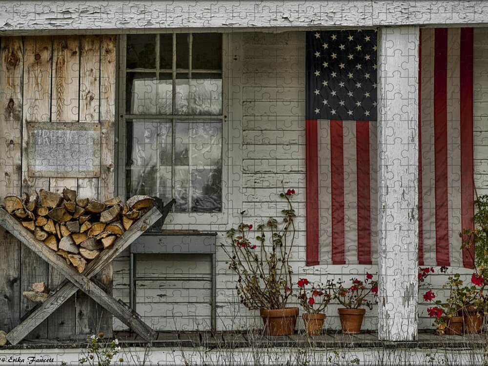Flag Jigsaw Puzzle featuring the photograph Old Apple Orchard Porch by Erika Fawcett