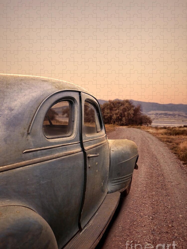 Car Jigsaw Puzzle featuring the photograph Old Car on a Dirt Road by Jill Battaglia