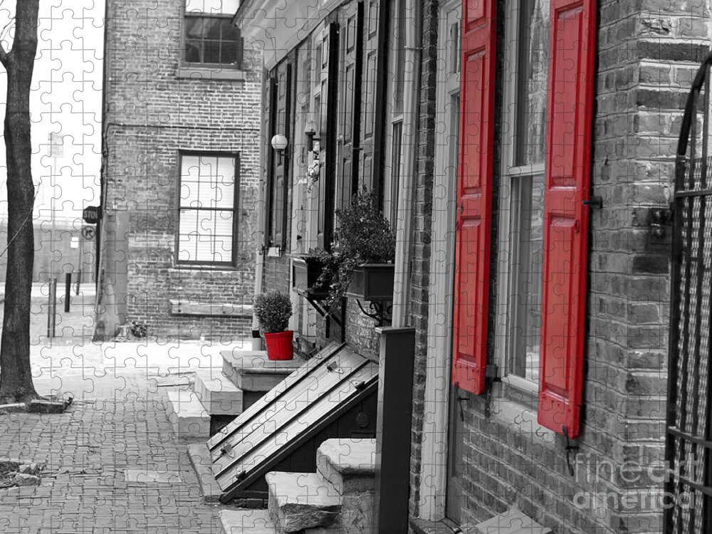 Red Shutters Jigsaw Puzzle featuring the photograph Old City Red Shutters by Terry Weaver
