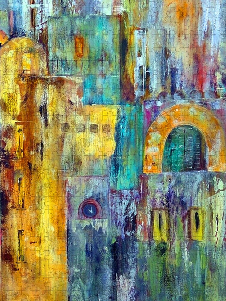 City Jigsaw Puzzle featuring the painting Old City West by Katie Black