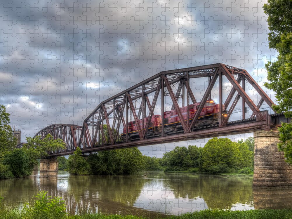 A&m Railroad Jigsaw Puzzle featuring the photograph Old Frisco Bridge by James Barber